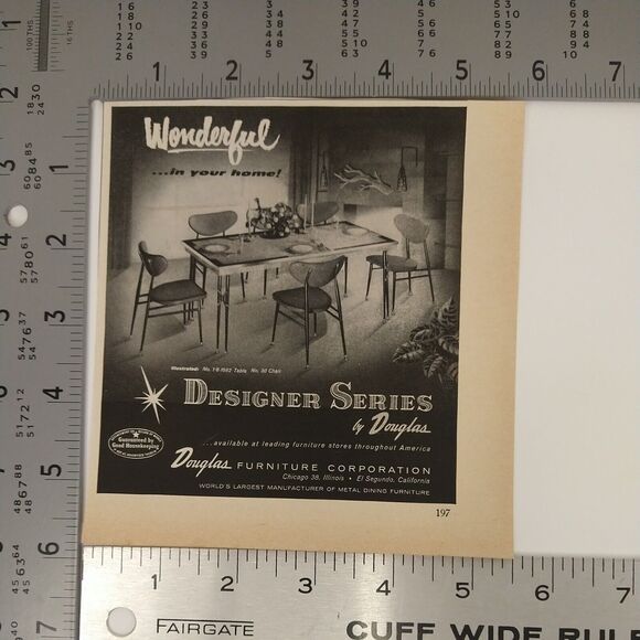 1958 Douglas MCM Kitchen Table Chairs Vtg Magazine Print Ad Metal Legs Decor MCM - Picture 3 of 3